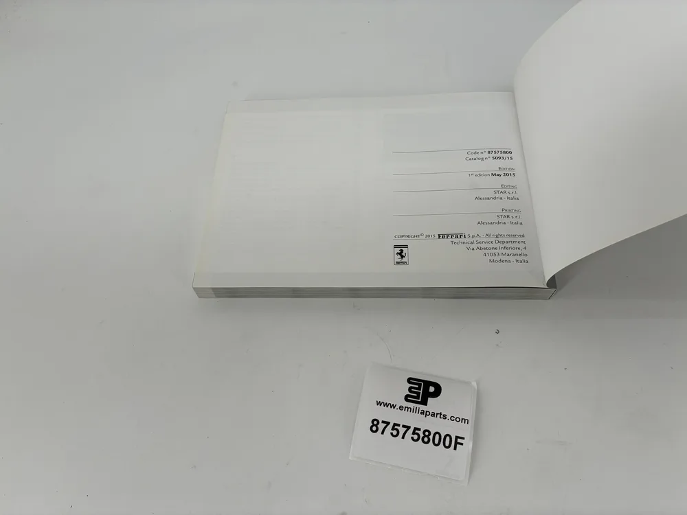 87575800 FERRARI USE AND MAINTENANCE MANUAL 7