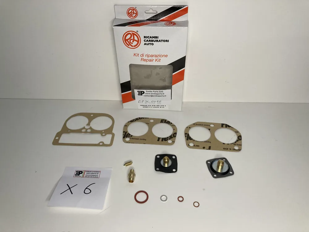 0010 EMILIA PARTS KIT REPARATION CARBURATEUR WEBER 6x 40DCN 18-21 - FERRARI 275 GTB / 365 GTB4 - (KIT POUR 6 CARBURATEURS)