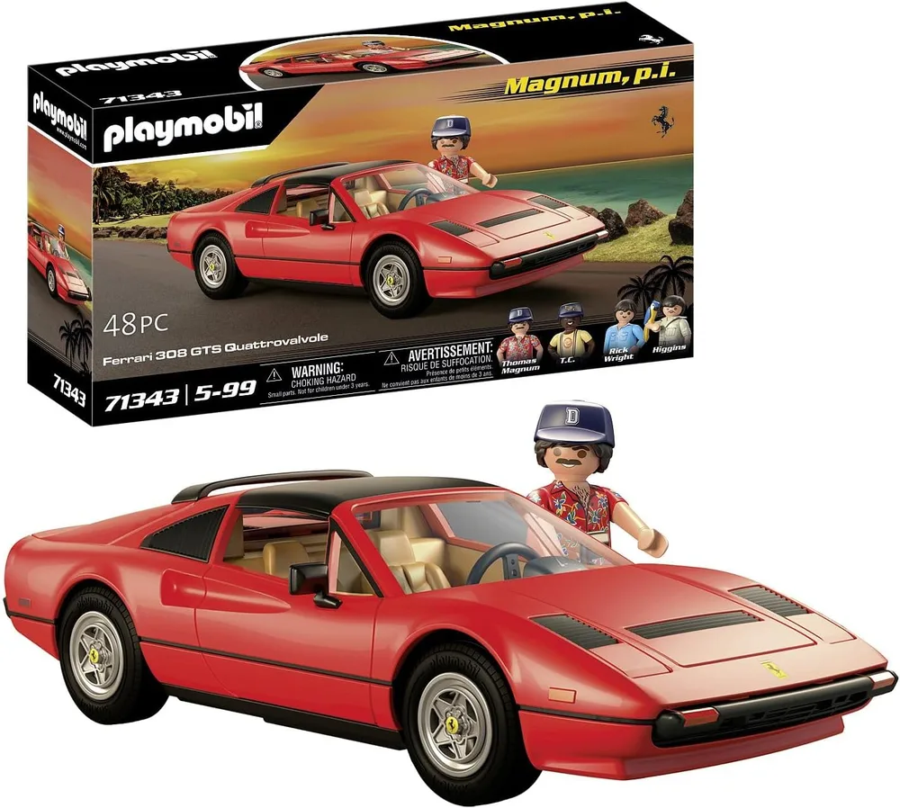 71343 PLAYMOBIL PLAYMOBIL 71343 MAGNUM, P.I. FERRARI 308GTS QUATTROVALVOLE - AVEC LES PERSONNAGES DE LA SERIE : THOMAS MAGNUM, T.C., RICK & HIGGINS - MODELE